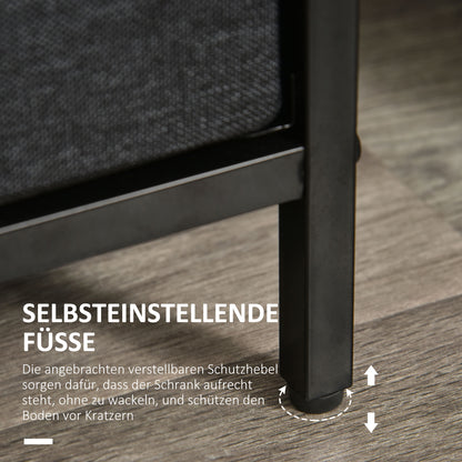 HOMCOM Kommode mit 3 Schubladen aus Leinen Aufbewahrungsschrank mit Ablage Griffen Schwarz