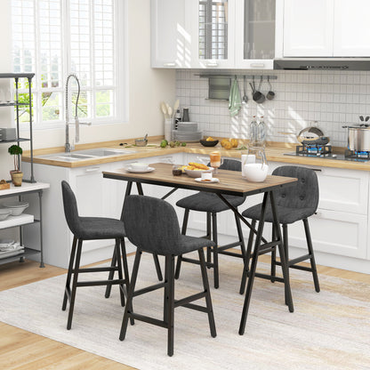 HOMCOM Bargarnitur 5-teilig, Tisch und 4 Stühle, Knopfheftung, dicke Polsterung, Leinenoptik, Dunkelgrau