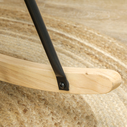 HOMCOM Schaukelstuhl, ergonomische Form, Echtholzkufen, bis 120 kg, Hellblau