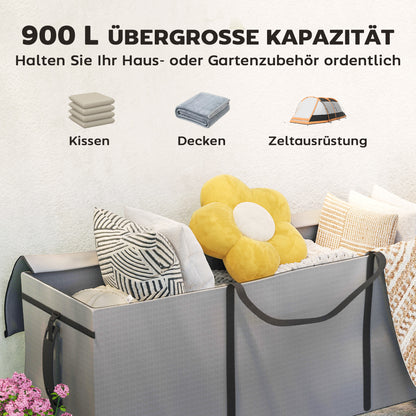 Outsunny Aufbewahrungstasche Gartenpolster, Auflagentasche, Schutzhülle mit Tragegriff, Reißverschluss, 200 x 60 x 75 cm, Hellgrau