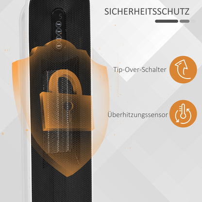 HOMCOM Heizlüfter 24h Stunden-Timer 2000W 2 Modi Oszillation Metall Weiß + Schwarz