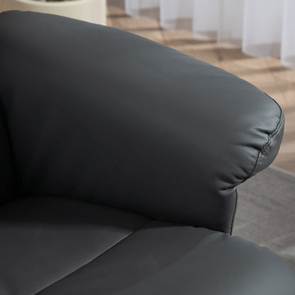 HOMCOM Relaxsessel mit Hocker, 145° neigbare Rückenlehne, 360° drehbar, Kunstleder, Dunkelgrau