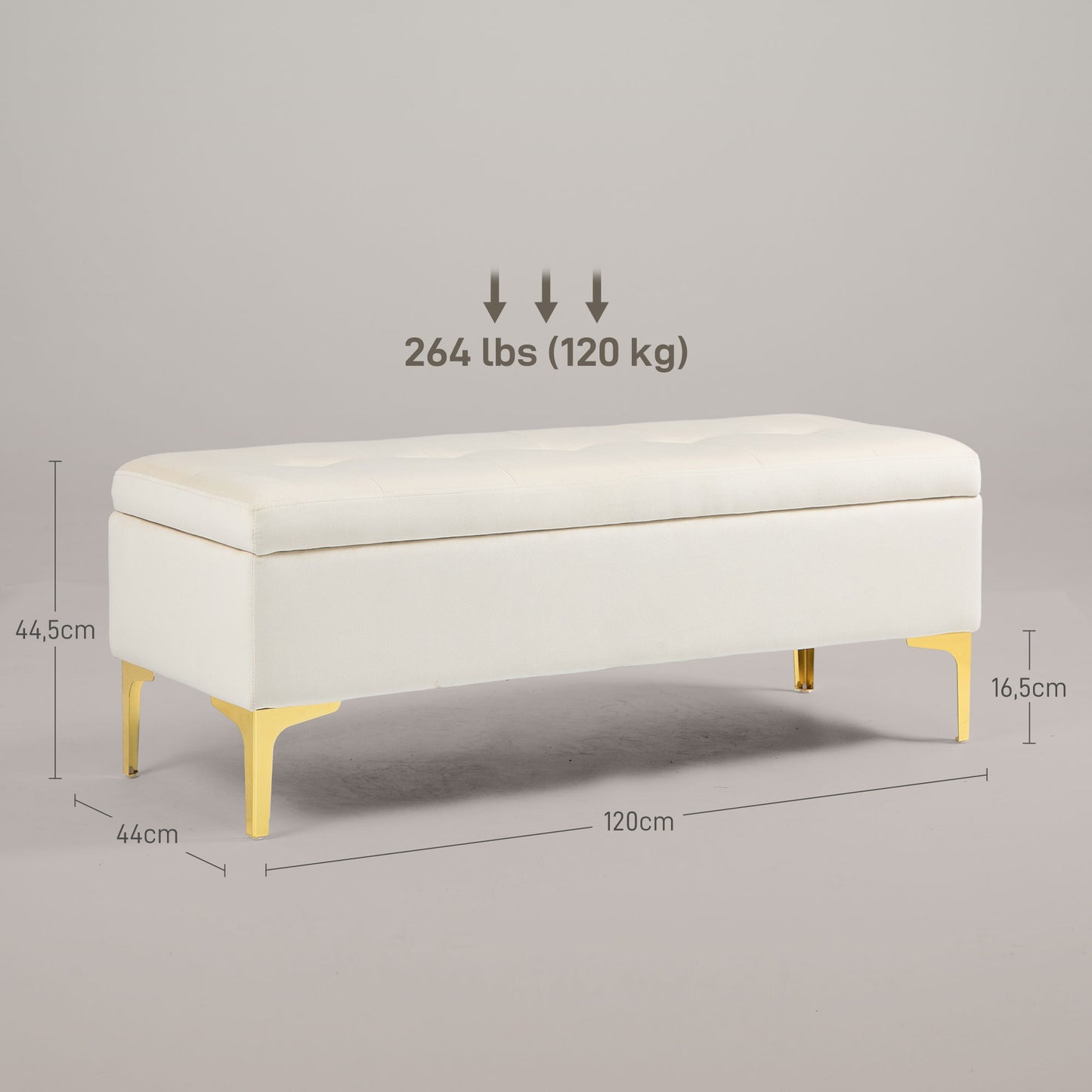 HOMCOM Sitzbank mit Stauraum, belastbar bis 120kg, 120x44x44,5cm, Beige