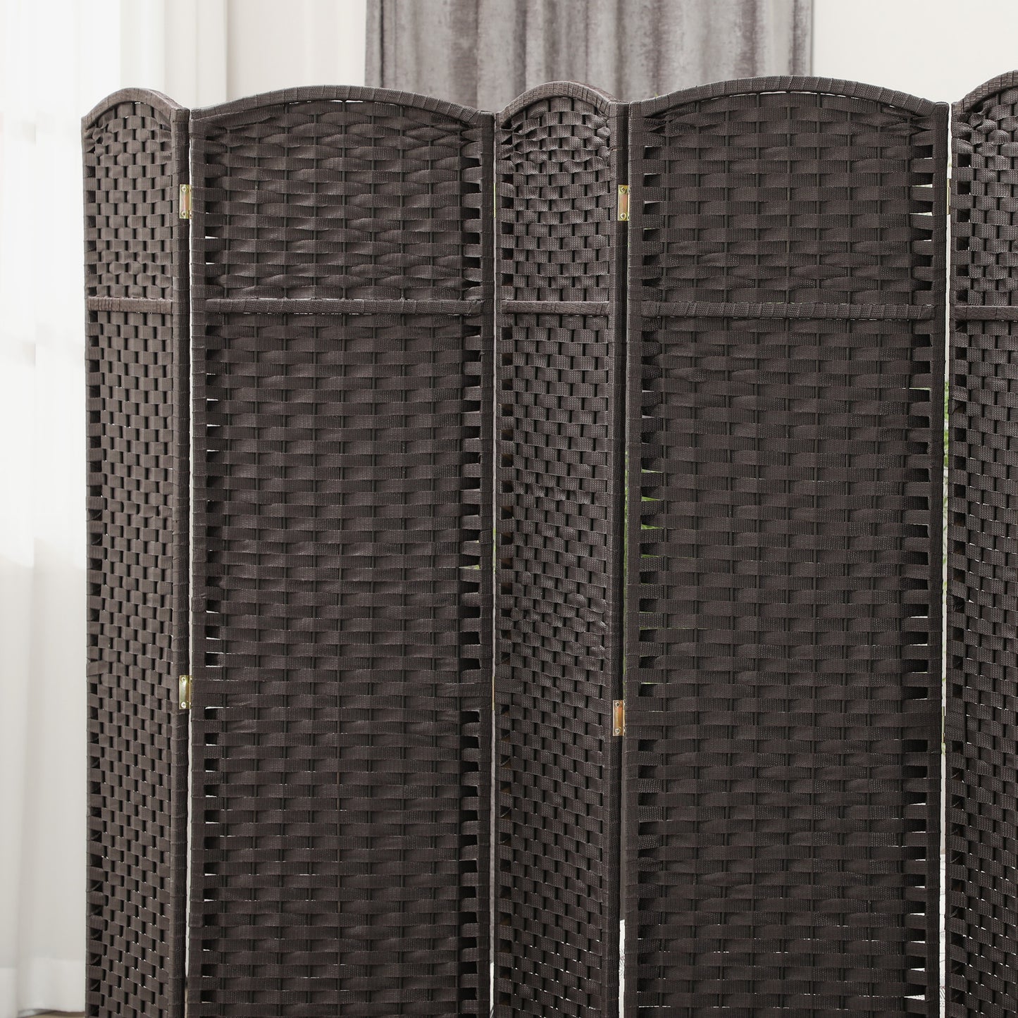 HOMCOM 6-teiliger Raumtrenner, Faltbarer Sichtschutz, Sichtschutzwand für Wohnzimmer, Schlafzimmer, Homeoffice, Braun