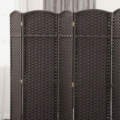 HOMCOM 6-teiliger Raumtrenner, Faltbarer Sichtschutz, Sichtschutzwand für Wohnzimmer, Schlafzimmer, Homeoffice, Braun