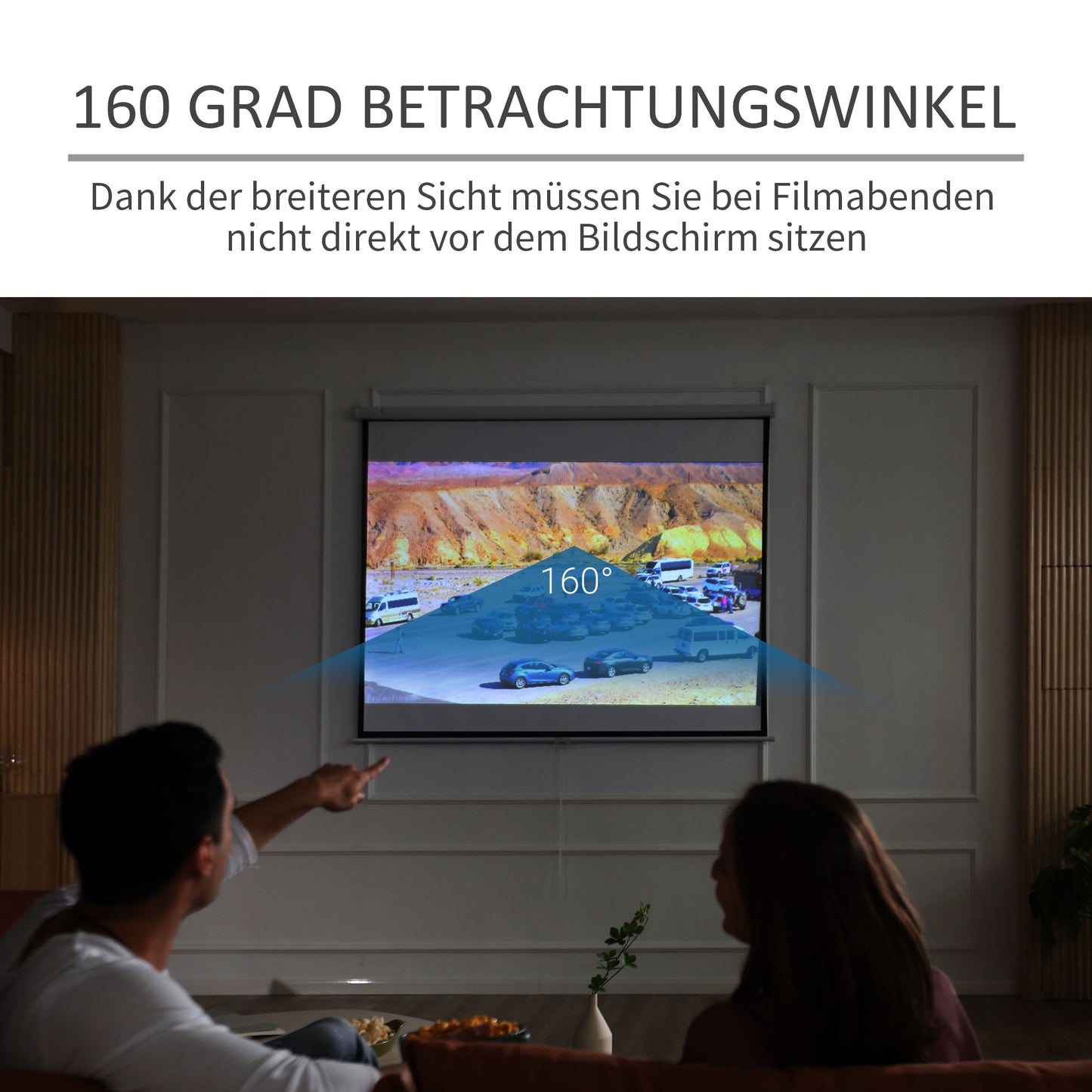 HOMCOM Beamer Leinwand 203 x 152 cm 100 Zoll 4:3/ 16:9 Projektionsleinwand Manuell für Heimkino