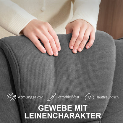 HOMCOM Schaukelbarer Relaxsessel mit Fußhocker, Stoffbezug in Samtoptik, drehbarer Polstersessel, Holzgestell, Grau