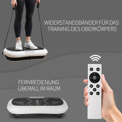 HOMCOM Vibrationsplatte mit 99 Stufen, 2 Fitnessbändern 73 x 40 x 13cm Weiß+Schwarz