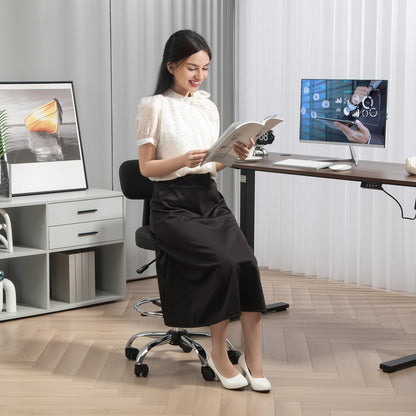 HOMCOM Bürostuhl, Kompakter Drehstuhl, höhenverstellbar, mit Fußstütze, 360° drehbar, Kunstleder, Metall, Schwarz