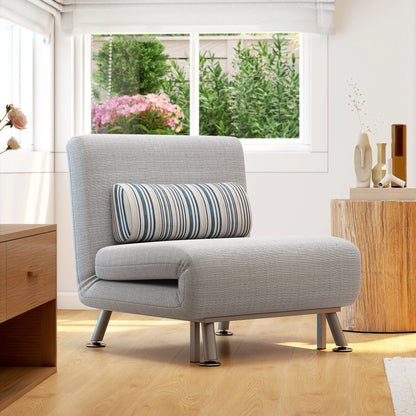 HOMCOM Klappsessel mit Bettfunktion, klappbarer Relaxsessel in Leinenoptik, Verstellbare Rückenlehne, 75 x 70 x 75 cm, Grau