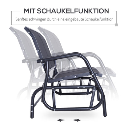 Outsunny -Sitzer Schaukelstuhl Gartenbank mit Schaukelmechanismus bis 200 kg belastbar 120 x 70 x 85 cm Schwarz