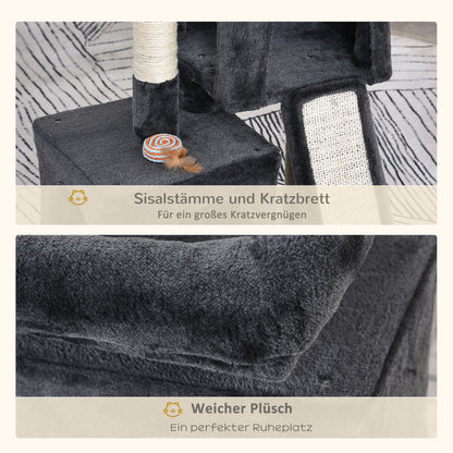 PawHut Kratzbaum 83 cm Kleiner Katzenkratzbaum mit Sisalsäulen, Katzenkratzbaum, Katzen Kletterbaum, Katzenbaum, Katzenmöbel Spielbaum für kleine Katzen, Dunkelgrau