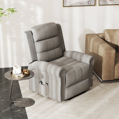 HOMCOM elektrischer Aufstehsessel Massagesessel mit Wärmefunktion Sessel mit Aufstehhilfe relaxsessel mit Fernbedienung Leinen Grau 90 x 91 x 106 cm