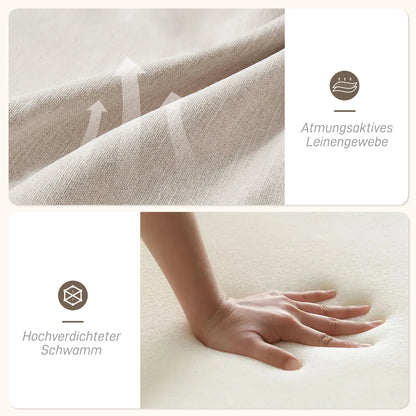 HOMCOM Polsterstuhl mit Armlehnen, solidem Holzrahmen und abnehmbaren Kissen, für Wohnzimmer, Schlafzimmer, Beige