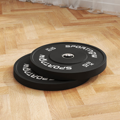SPORTNOW Hantelscheiben-Set, 2 x 10 kg, olympischer Standard, Gummi, geräuscharm, Schwarz