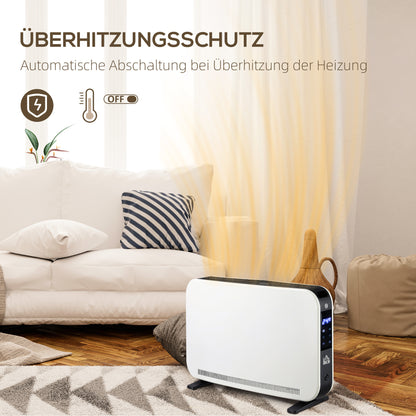 HOMCOM Elektroheizung 2000W Heizlüfter mit 3 Heizstufen Heizkörper mit LED-Anzeige, 24-Stunden-Timer Verstellbar Temperatur für 18 m²