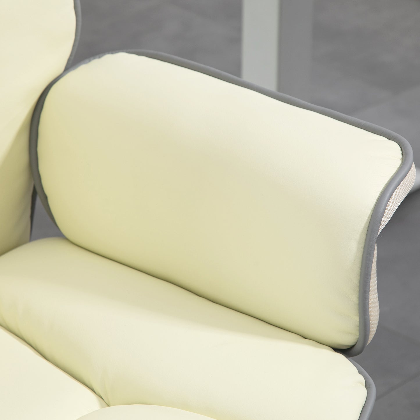 Vinsetto Ergonomischer Bürostuhl, extra gepolstert, Liegefunktion, Kunstleder, 76x80x118-124 cm, Creme