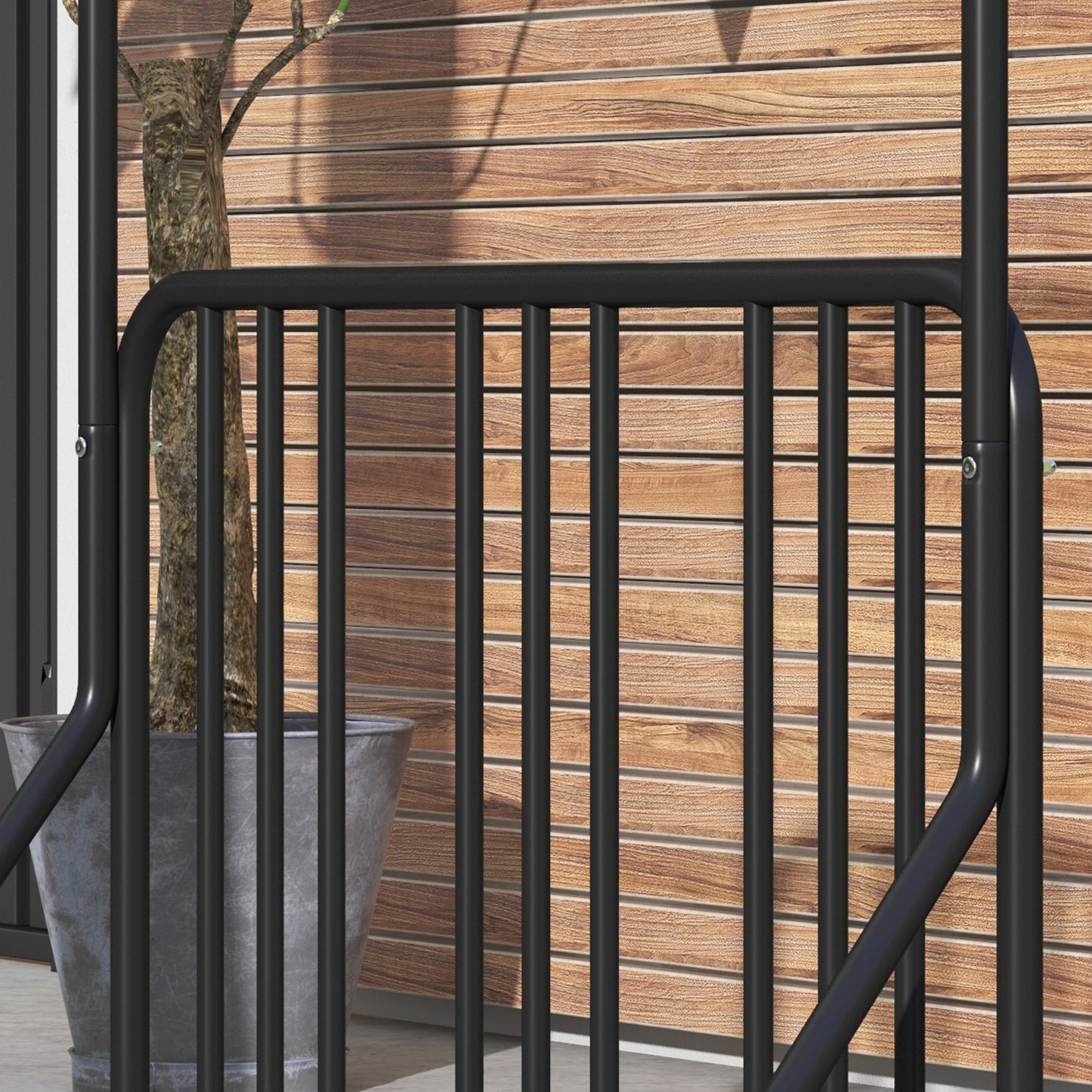 DURHAND Fahrradständer für 4 Fahrräder, wetterbeständig, zusätzliche Halterung, 102 x 92 x 130 cm, Schwarz