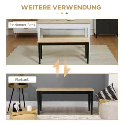 HOMCOM Moderne Sitzbank für 2 Personen, Holzbank, Massivholz, lackiert, Natur+ Schwarz