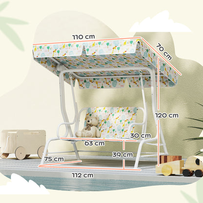 AIYAPLAY Hollywoodschaukel für Kinder, Stahlrahmen, 2-Sitzer, 60 kg belastbar, Weiß