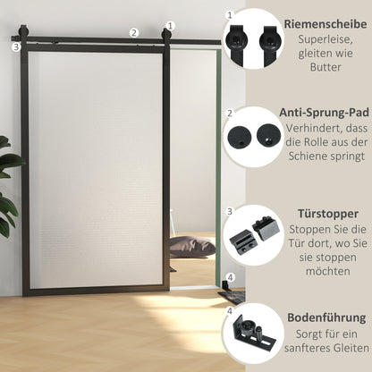 HOMCOM Schiebetür-Bausatz, leise & leichtgängig, für Holz- & Zementwände, 244cm, Stahl, Schwarz