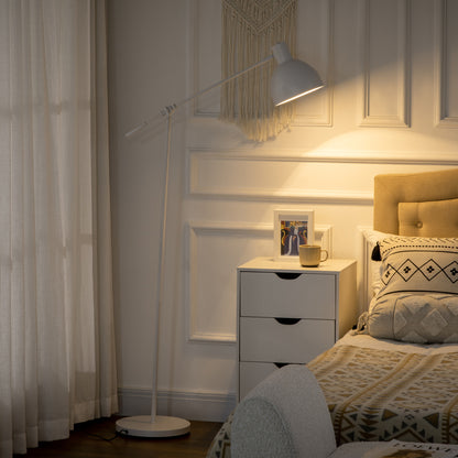 HOMCOM Stehleuchte im Industriedesign, höhenverstellbar, Bodenschalter; 30 m x 30 cm x 131 cm, Schwarz