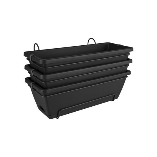 Elho Barcelona Balconiere Allin1 50 - Black - L 50 x B 28 x H 19 cm - Outdoor balcony - 100% recycled