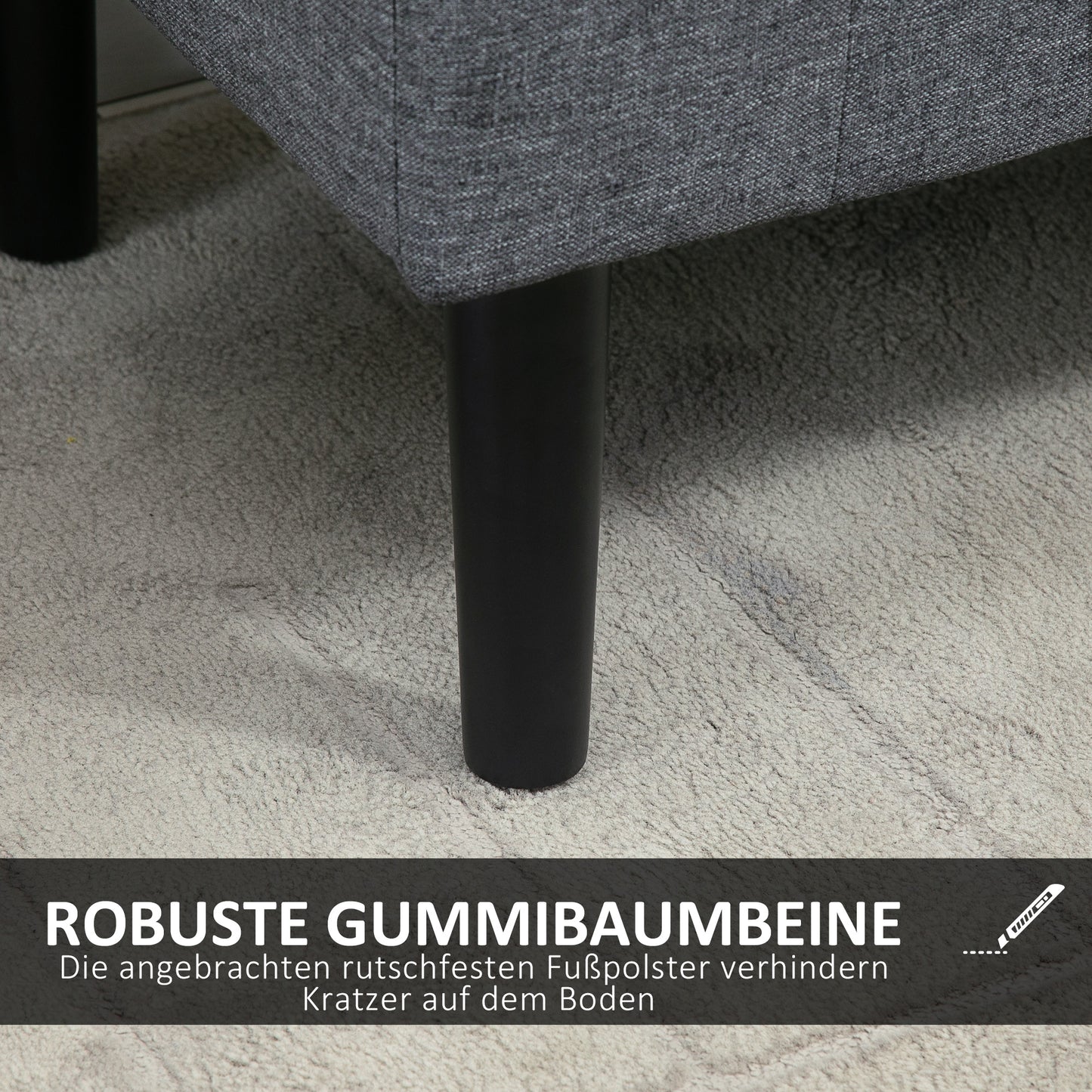 HOMCOM Sitzbank mit Stauraum, Polsterbank, belastbar bis 130 kg, Leinenoptik, Kautschukholz, 116 x 44 x 58 cm, Hellgrau