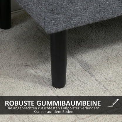 HOMCOM Sitzbank mit Stauraum, Polsterbank, belastbar bis 130 kg, Leinenoptik, Kautschukholz, 116 x 44 x 58 cm, Hellgrau