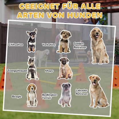 PawHut Agility Set Hunde 6-teiliges Agility-Ausrüstung för Hundetraining Steckhürdenset med 12 Kegel 6 Hürden Tragetasche