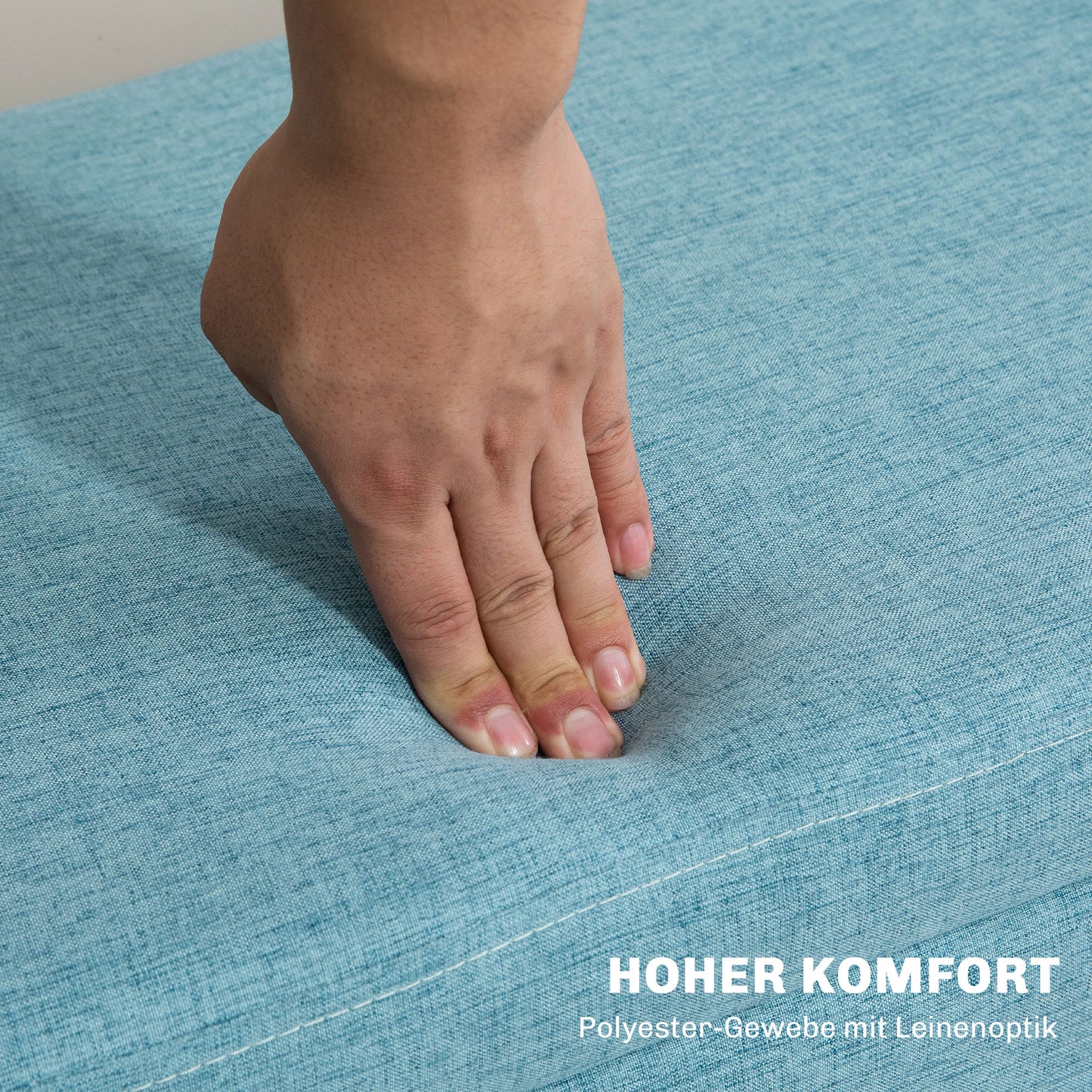 HOMCOM Sitzbank mit Stauraum, bis 220 kg, Leinenoptik, 110x39x45cm, Blau