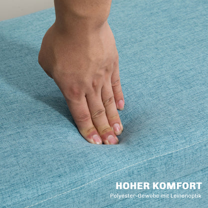 HOMCOM Sitzbank mit Stauraum, bis 220 kg, Leinenoptik, 110x39x45cm, Blau