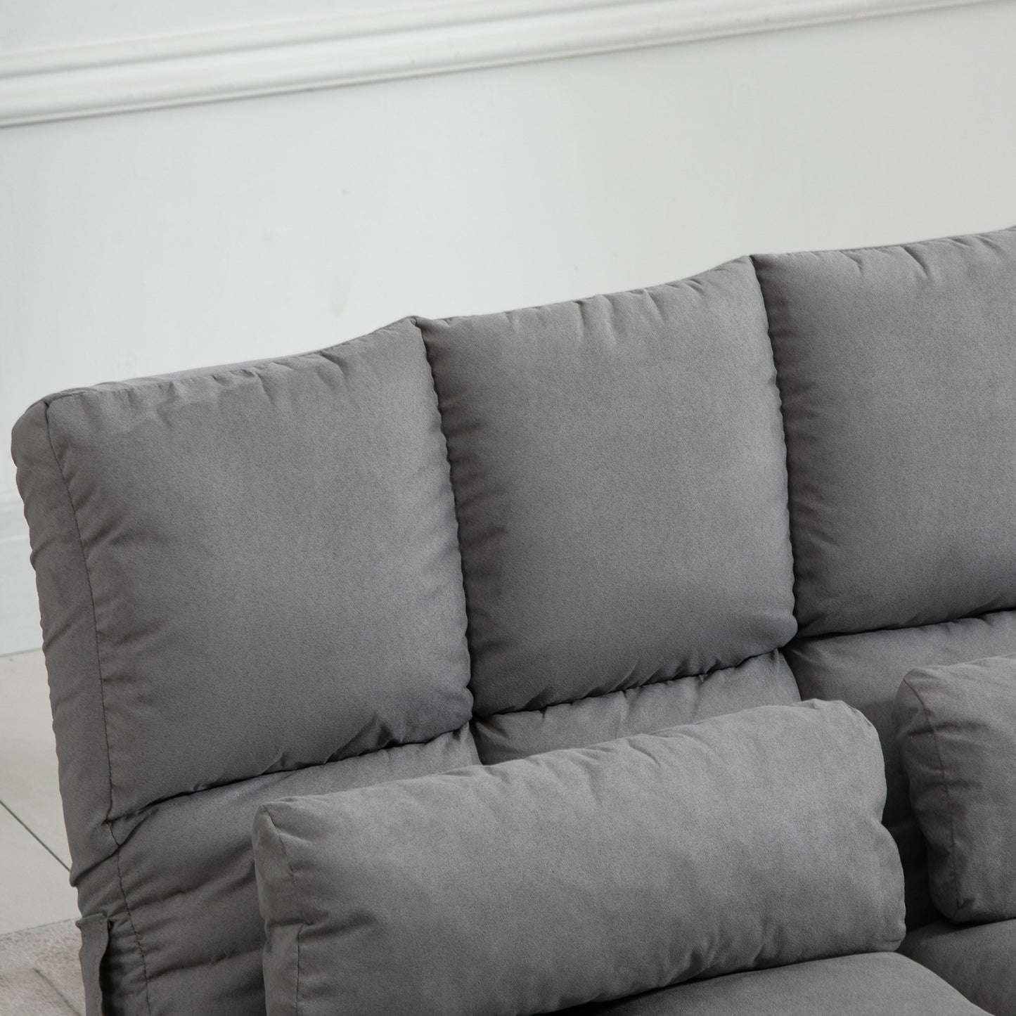 HOMCOM Bodenstuhl Bodensessel mit Liegefunktion Verstellbarer Rückenlehne Sitzkissen Relaxsessel zum Fernsehen, Lesen Meditationsstuhl Lazy Sofa Lesesessel für Meditation Yoga Büro Grau