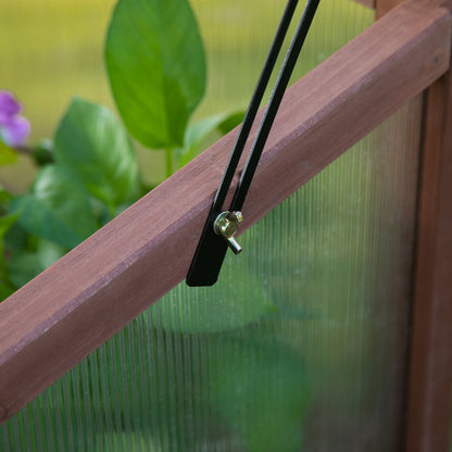 Outsunny Hochbeet aus Holz Frühbeet 90 x 50 x 93 cm Gewächstisch mit Abdeckung wetterfes Kräuterbeet Pflanzkasten für Garten, Balkon och Terrasse Braun