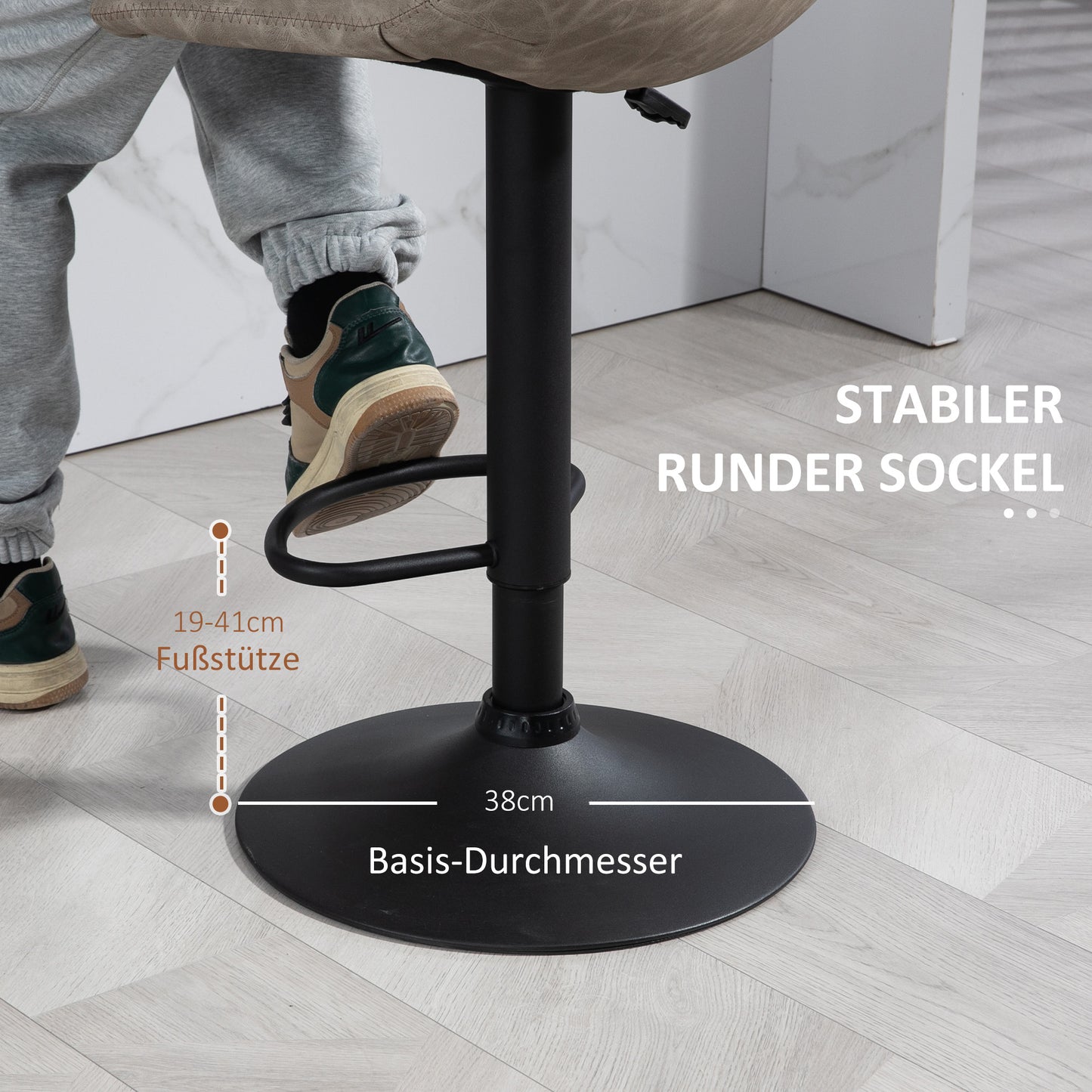 HOMCOM Barhocker im 2er-Set, Retro-Design, höhenverstellbar, drehbar, Kunstleder, 42 x 48 x 91-112 cm, Beige