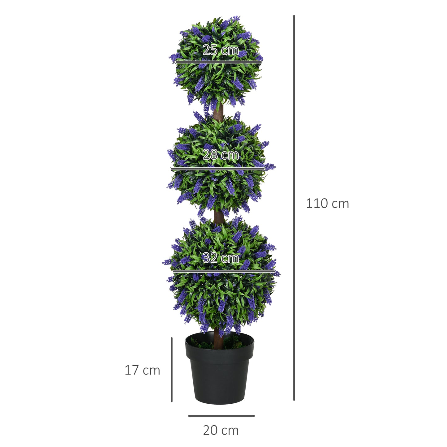 HOMCOM 2er-Set Künstliche Pflanzen, UV-beständige Kunstpflanze im Blumentopf, 110 cm Zimmerpflanze für Wohnzimmer, Garten