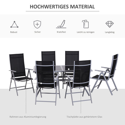 Outsunny Sitzgarnitur für 6 Personen Sitzgruppe Gartengarnitur Gartenset Gartenmöbel Alu