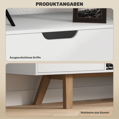 HOMCOM TV-Kommode mit Schubladen und offenen Regalen, MDF, 150 x 39 x 50 cm, Weiß