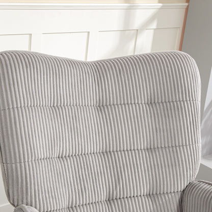 HOMCOM Vintage Schaukelstuhl, geschwungene Kufen, dicke Polsterung, Buchenholz & Stahl, Hellgrau