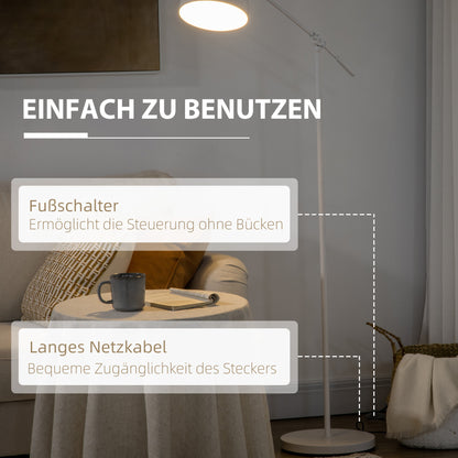 HOMCOM Stehleuchte im Industriedesign, höhenverstellbar, Bodenschalter; 30 m x 30 cm x 131 cm, Schwarz