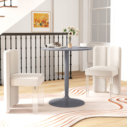 HOMCOM Esstisch für 2 Personen, runde Tischplatte, Stahlfuß, Grau, 70 x 70 x 75 cm