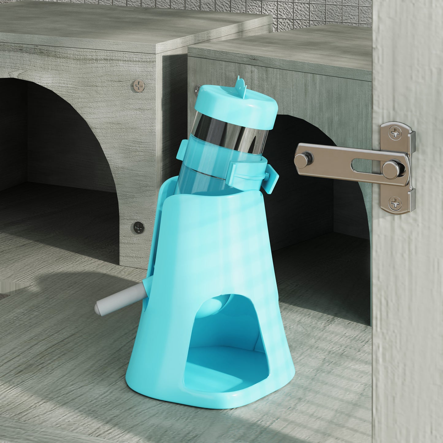 PawHut 4-stufiger Hamsterkäfig aus Holz, mit Hütten, Wippe, Futterschalen, Rampen, Rollen, 65 x 45 x 109 cm, Grau