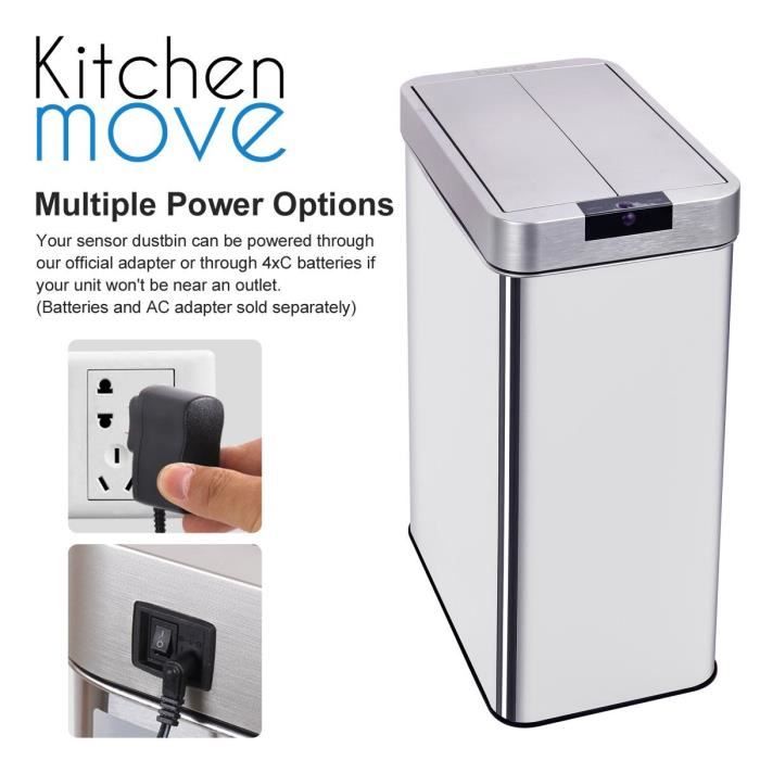 KITCHEN MOVE Automatic bin SILVERLAKE - 60L - Stainless steel with strapping