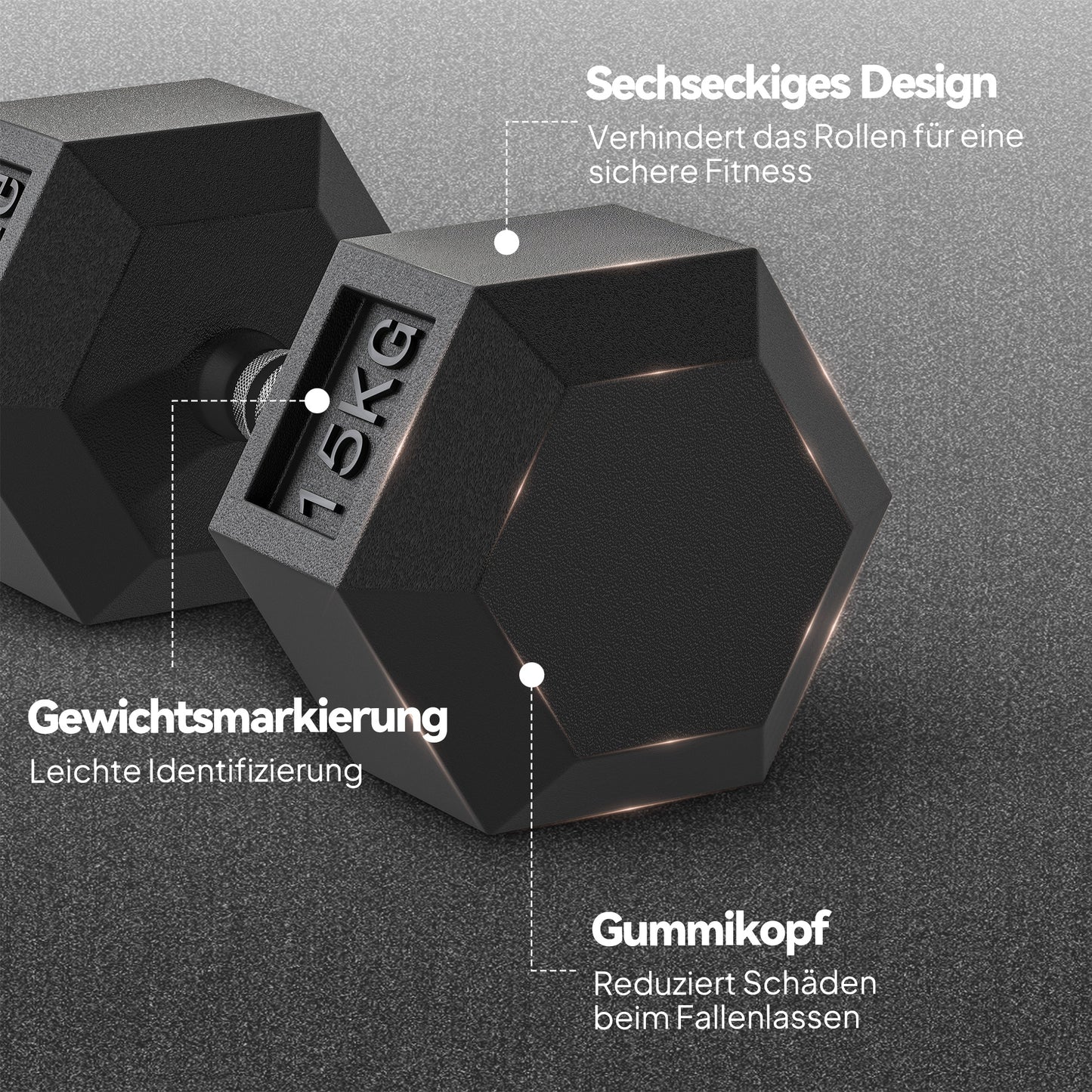 HOMCOM Hanteln mit gerändeltem Griff, Kurzhantel aus Gusseisen, 2 x 15kg, Kurzhanteln für Männer und Frauen