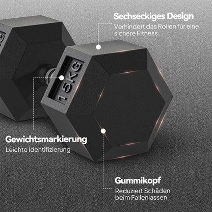 HOMCOM Hanteln mit gerändeltem Griff, Kurzhantel aus Gusseisen, 2 x 15kg, Kurzhanteln für Männer und Frauen