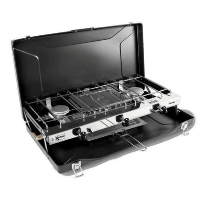 Gas stove - KAMPA - Fornello - 2 burners and 1 grill - Black