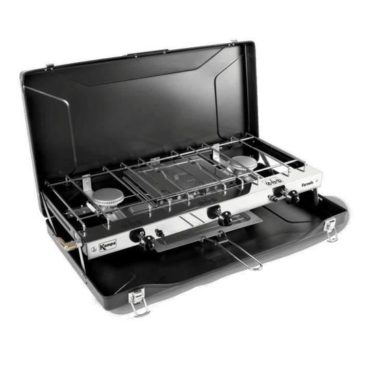 Gas stove - KAMPA - Fornello - 2 burners and 1 grill - Black