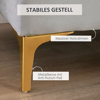 HOMCOM Sitzbank Bettbank Schuhbank mit erhöhten Beine Schlafzimmer Samt Hellgrau