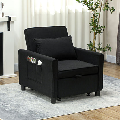 HOMCOM Schlafsessel, verstellbar, 3 Positionen, Cordbezug, bis 120 kg, Schwarz