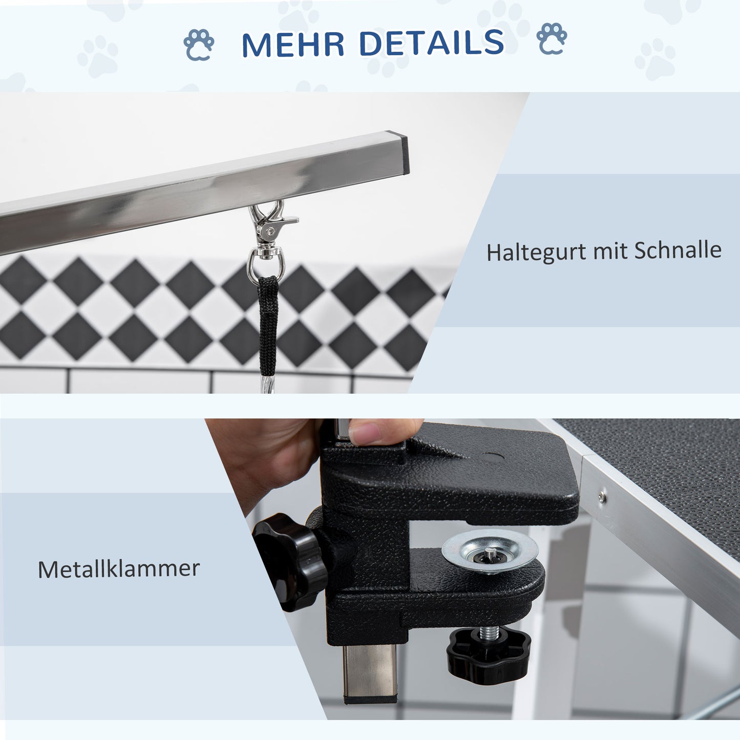 PawHut Haustierpflegetisch Haustier Trimmtisch Hunde Schertisch mit Schlingen Hundepflegetisch für Haushaltsbaden Haartrocken och Haarschneiden höhenverstellbar Schwarz